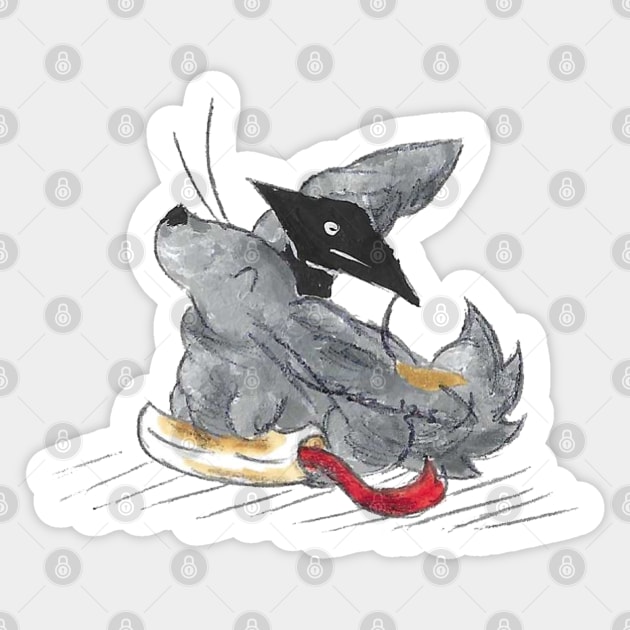 Dust Bunny Grad Sticker by KristenOKeefeArt